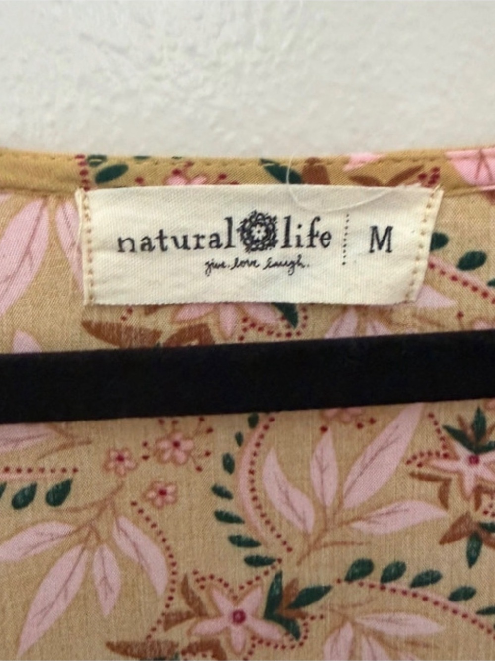 NATURAL LIFE Stella Mustard Pink Floral V-Neck Mini Dress - Picture 3 of 3